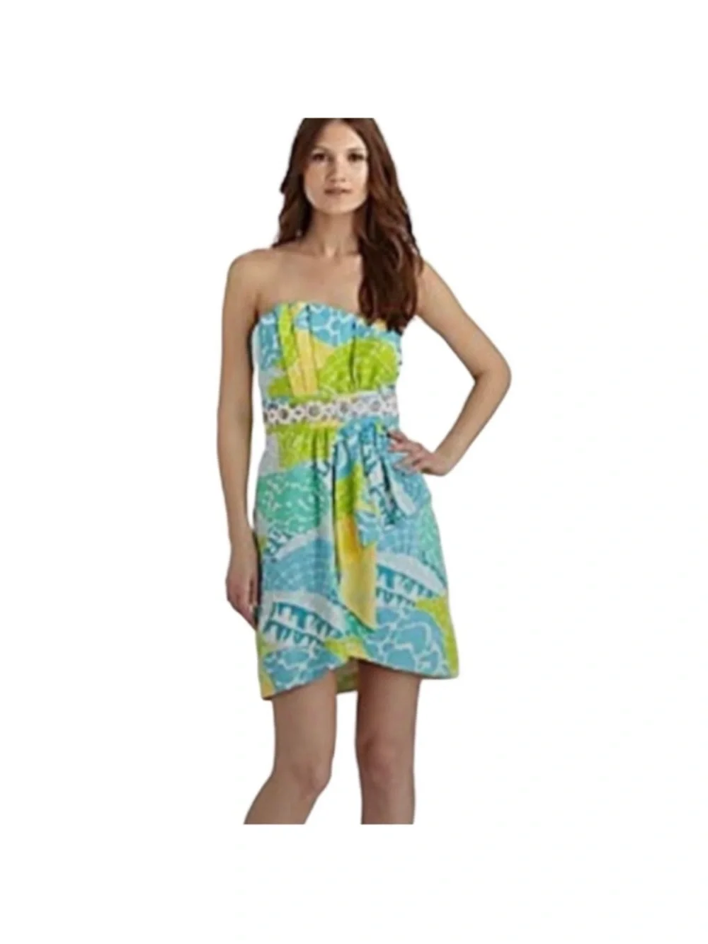 NWT Lilly Pulitzer Strapless Lagoon Green Summer Nights Dress - Picture 2 of 9